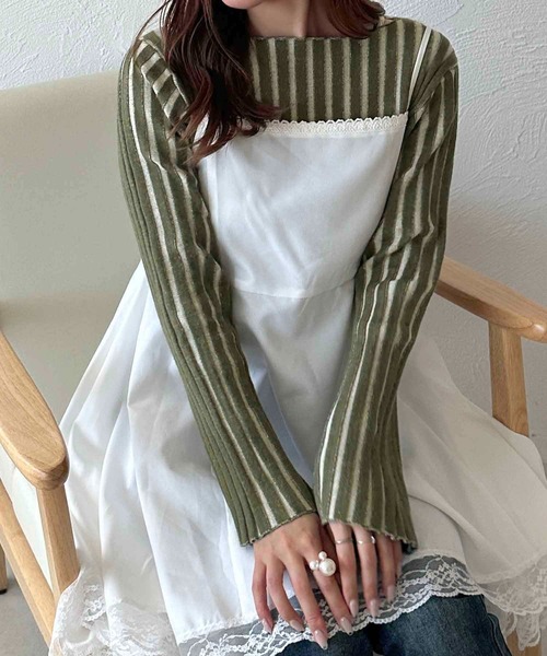 apres jour clair(アプレジュールクレア)の「【apres jour clair】リブデザインニット【ZOZOTOWN限定アイテム】(ニット/セーター・レディース・グリーン系その他/オレンジ系その他/アイボリー・フリー/X-LARGE)」の12枚目の写真