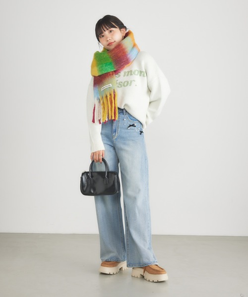 RODEO CROWNS WIDE BOWL(ロデオクラウンズワイドボウル)の「アソート ニット トップス(ニット/セーター・レディース・オフホワイト/ライトブラック/ピンク/サックスブルー・FREE)」の5枚目の写真