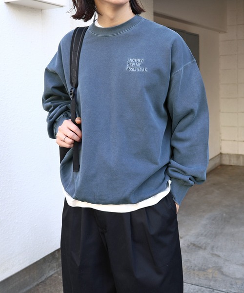 セール】ピグメント加工ANMEエンブロイダリーロゴスウェットトップス