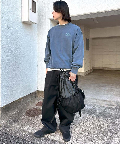 ピグメント加工ANMEエンブロイダリーロゴスウェットトップス