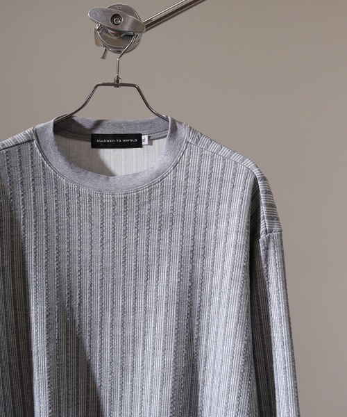 FUNALIVE（ファンアライブ）の「Striped jacquard long sleeve T-shirt / ストライプジャカード長袖Tシャツ unisex（Tシャツ/カットソー・メンズ・ブラック/グレー/ホワイト・L/M/XL）」の3枚目の写真