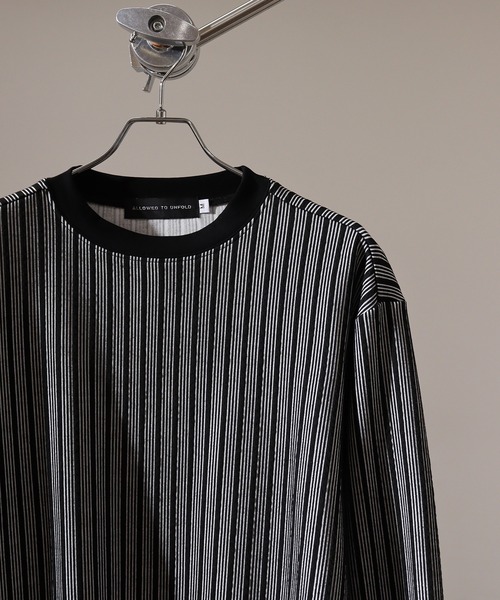 FUNALIVE（ファンアライブ）の「Striped jacquard long sleeve T-shirt / ストライプジャカード長袖Tシャツ unisex（Tシャツ/カットソー・メンズ・ブラック/グレー/ホワイト・L/M/XL）」の2枚目の写真