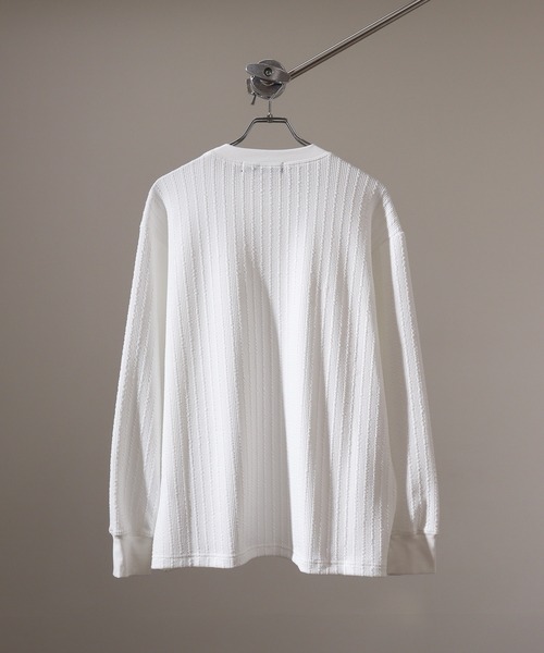 FUNALIVE（ファンアライブ）の「Striped jacquard long sleeve T-shirt / ストライプジャカード長袖Tシャツ unisex（Tシャツ/カットソー・メンズ・ブラック/グレー/ホワイト・L/M/XL）」の10枚目の写真