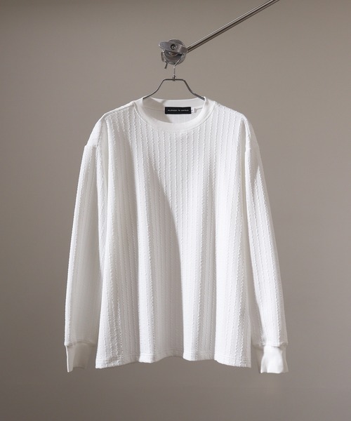 FUNALIVE（ファンアライブ）の「Striped jacquard long sleeve T-shirt / ストライプジャカード長袖Tシャツ unisex（Tシャツ/カットソー・メンズ・ブラック/グレー/ホワイト・L/M/XL）」の6枚目の写真