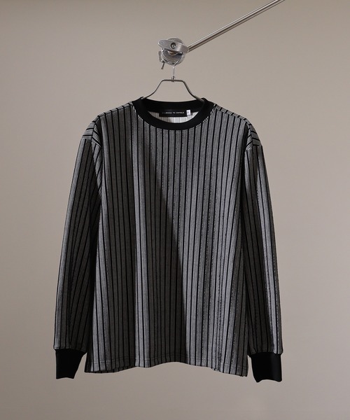 FUNALIVE（ファンアライブ）の「Striped jacquard long sleeve T-shirt / ストライプジャカード長袖Tシャツ unisex（Tシャツ/カットソー・メンズ・ブラック/グレー/ホワイト・L/M/XL）」の4枚目の写真