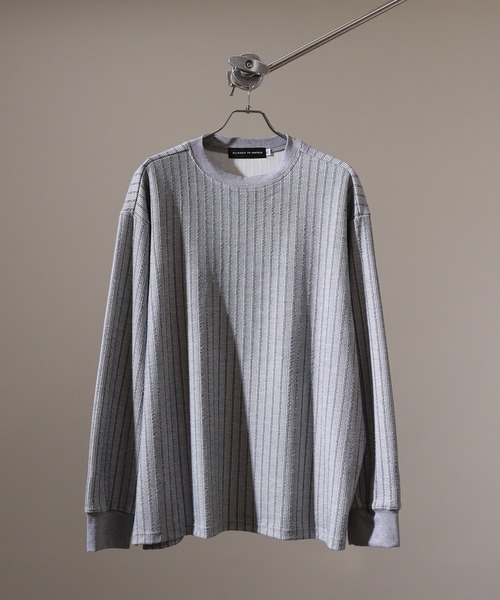 FUNALIVE（ファンアライブ）の「Striped jacquard long sleeve T-shirt / ストライプジャカード長袖Tシャツ unisex（Tシャツ/カットソー・メンズ・ブラック/グレー/ホワイト・L/M/XL）」の5枚目の写真