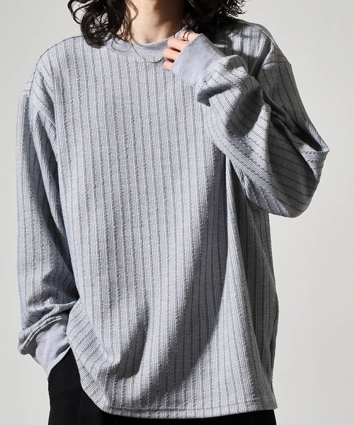 FUNALIVE（ファンアライブ）の「Striped jacquard long sleeve T-shirt / ストライプジャカード長袖Tシャツ unisex（Tシャツ/カットソー・メンズ・ブラック/グレー/ホワイト・L/M/XL）」の16枚目の写真