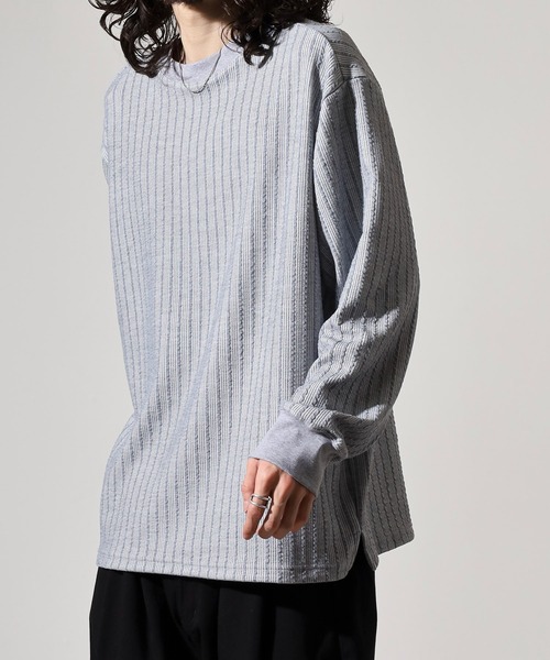 FUNALIVE（ファンアライブ）の「Striped jacquard long sleeve T-shirt / ストライプジャカード長袖Tシャツ unisex（Tシャツ/カットソー・メンズ・ブラック/グレー/ホワイト・L/M/XL）」の17枚目の写真