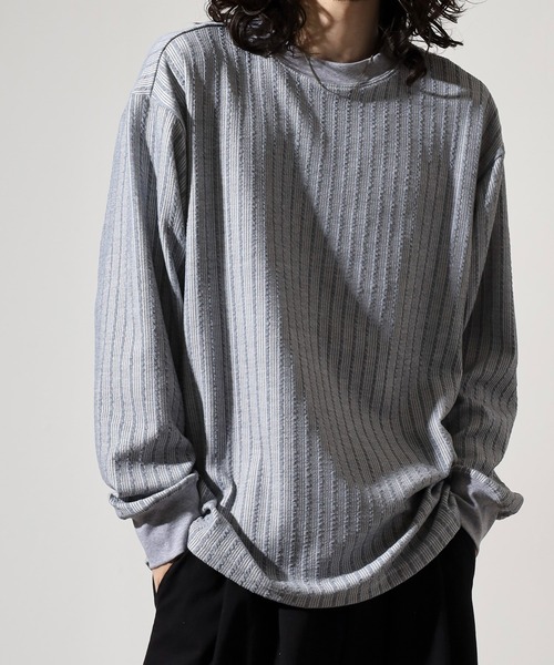FUNALIVE（ファンアライブ）の「Striped jacquard long sleeve T-shirt / ストライプジャカード長袖Tシャツ unisex（Tシャツ/カットソー・メンズ・ブラック/グレー/ホワイト・L/M/XL）」の18枚目の写真