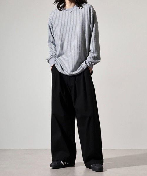 FUNALIVE（ファンアライブ）の「Striped jacquard long sleeve T-shirt / ストライプジャカード長袖Tシャツ unisex（Tシャツ/カットソー・メンズ・ブラック/グレー/ホワイト・L/M/XL）」の19枚目の写真