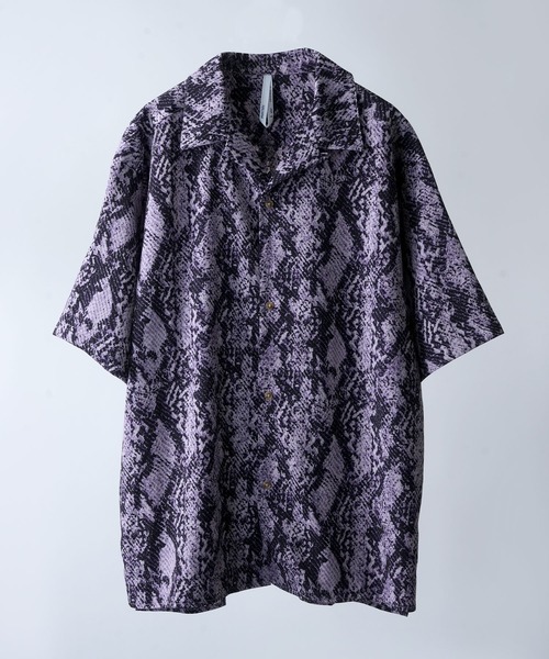 Starting Over（スターティングオーバー）の「animal pattern open collar shirt short sleeve / 豹柄 蛇柄 オープンカラー 半袖シャツ（シャツ/ブラウス・メンズ・ベージュ/パープル/グレー系その他/グレー・M/L）」の4枚目の写真