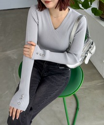 CLEAR BASIC | ハートボタンＶネックニットトップス[大人綺麗目] ≪2025SS新作≫(ニット/セーター)