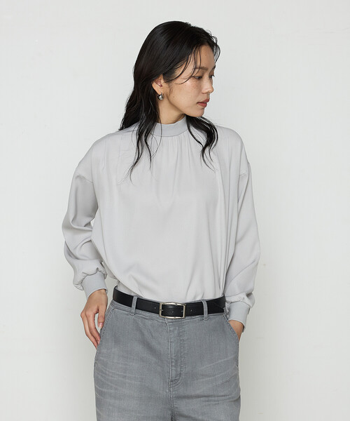 K.T KIYOKO TAKASE(キヨコタカセ)の「起毛ストレッチサテン リブギャザープルオーバー(Tシャツ/カットソー・レディース・ホワイト/ブラック/ライトグレー/サックスブルー・9号)」の3枚目の写真