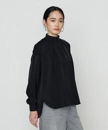 起毛ストレッチサテン リブギャザープルオーバー