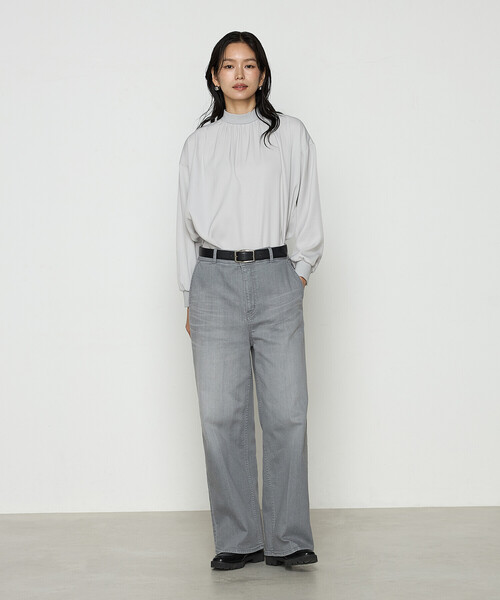 K.T KIYOKO TAKASE(キヨコタカセ)の「起毛ストレッチサテン リブギャザープルオーバー(Tシャツ/カットソー・レディース・ホワイト/ブラック/ライトグレー/サックスブルー・9号)」の10枚目の写真