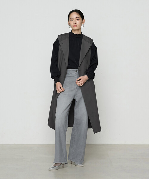 K.T KIYOKO TAKASE(キヨコタカセ)の「起毛ストレッチサテン リブギャザープルオーバー(Tシャツ/カットソー・レディース・ホワイト/ブラック/ライトグレー/サックスブルー・9号)」の13枚目の写真