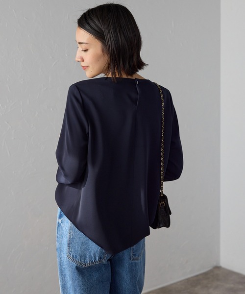 etre pret（エトレプレ）の「イージーケア フロントタック七分袖ブラウス（シャツ/ブラウス・レディース・ネイビー/ブルー/シルバーグレー/ピンクベージュ・M/L/LL/3L/S）」の11枚目の写真