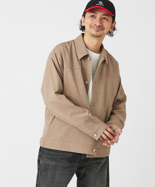 JOURNAL STANDARD relume（ジャーナルスタンダード　レリューム）の「サイドメランジ コンフォートトラッカージャケット（セットアップ着用可）（その他アウター・メンズ・ブラック系その他/ライトグレー/タン・MEDIUM/LARGE）」の3枚目の写真