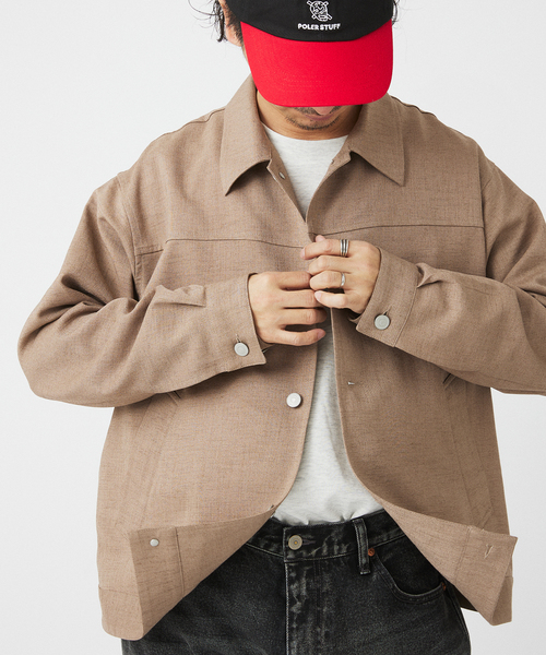 JOURNAL STANDARD relume（ジャーナルスタンダード　レリューム）の「サイドメランジ コンフォートトラッカージャケット（セットアップ着用可）（その他アウター・メンズ・ブラック系その他/ライトグレー/タン・MEDIUM/LARGE）」の13枚目の写真