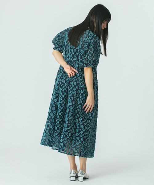ROSE BUD 花柄前あきワンピース　ブルーグリーン ROSE BUD（ローズバッド）の「花柄前あきワンピース（ワンピース