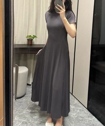 リラックスシンプルフレアロングワンピース