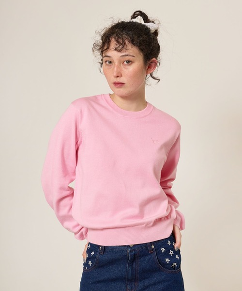 TINA：JOJUN（ティーナジョジュン）の「刺繍入り カラーニットプルオーバー TINA：JOJUN（ニット/セーター・レディース・ライトグレー/ネイビー/ピンク・M）」の5枚目の写真