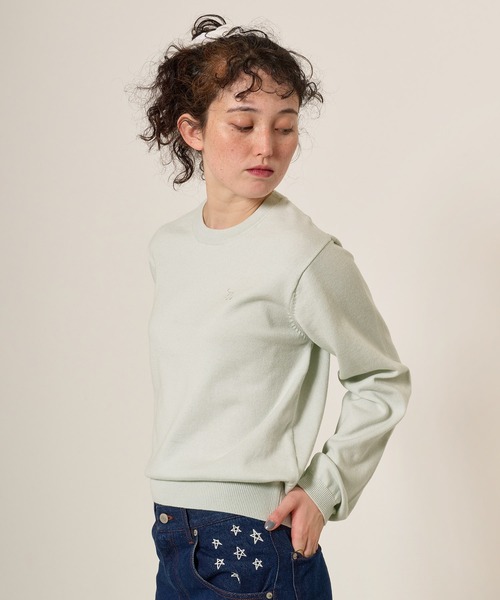 TINA：JOJUN（ティーナジョジュン）の「刺繍入り カラーニットプルオーバー TINA：JOJUN（ニット/セーター・レディース・ライトグレー/ネイビー/ピンク・M）」の10枚目の写真