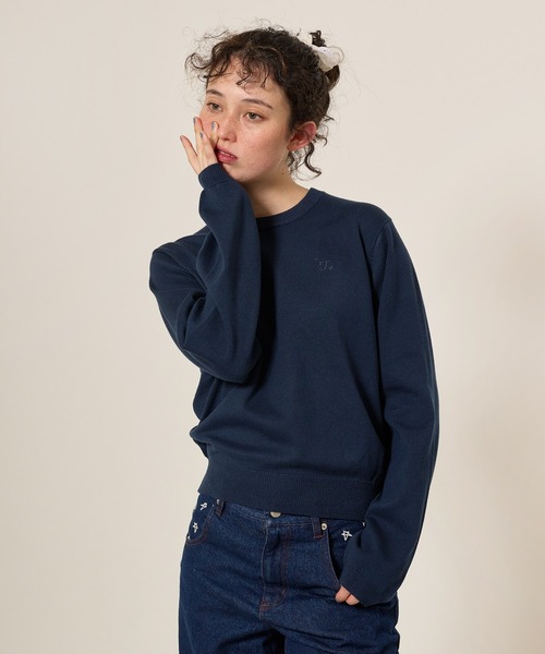 TINA：JOJUN（ティーナジョジュン）の「刺繍入り カラーニットプルオーバー TINA：JOJUN（ニット/セーター・レディース・ライトグレー/ネイビー/ピンク・M）」の16枚目の写真