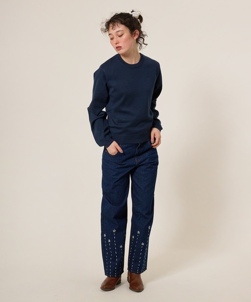 TINA：JOJUN（ティーナジョジュン）の「刺繍入り カラーニットプルオーバー TINA：JOJUN（ニット/セーター・レディース・ライトグレー/ネイビー/ピンク・M）」の18枚目の写真