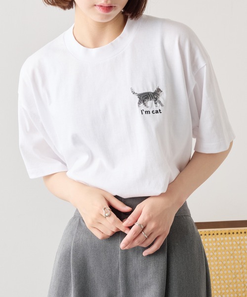 Cassette Chart(カセットチャート)の「【I'm cat】ワンポイント猫刺繍Tシャツ ネコTシャツ(Tシャツ/カットソー・レディース・ホワイト/ホワイト系その他3/ブラック系1/ブラック系その他4/ホワイト系その他2/ホワイト系その他4/ブラック系その他3/ホワイト系1/ブラック/ブラック系その他2・S/M)」の22枚目の写真
