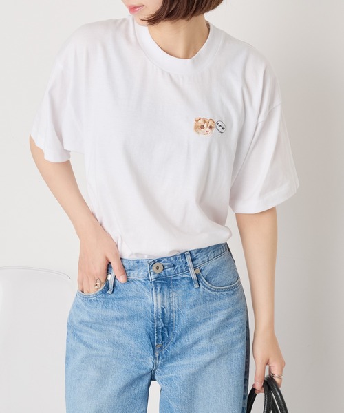 Cassette Chart(カセットチャート)の「【I'm cat】ワンポイント猫刺繍Tシャツ ネコTシャツ(Tシャツ/カットソー・レディース・ホワイト/ホワイト系その他3/ブラック系1/ブラック系その他4/ホワイト系その他2/ホワイト系その他4/ブラック系その他3/ホワイト系1/ブラック/ブラック系その他2・S/M)」の13枚目の写真