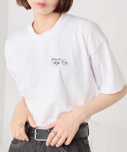 Cassette Chart(カセットチャート)の「【I'm cat】ワンポイント猫刺繍Tシャツ ネコTシャツ(Tシャツ/カットソー・レディース・ホワイト/ホワイト系その他3/ブラック系1/ブラック系その他4/ホワイト系その他2/ホワイト系その他4/ブラック系その他3/ホワイト系1/ブラック/ブラック系その他2・S/M)」の18枚目の写真