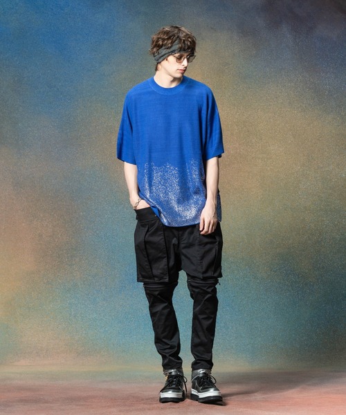 glamb(グラム)の「Glitter Short Sleeves Knit / グリッターショートスリーブニット(ニット/セーター・メンズ・ブルー/ブラック・M/L)」の7枚目の写真