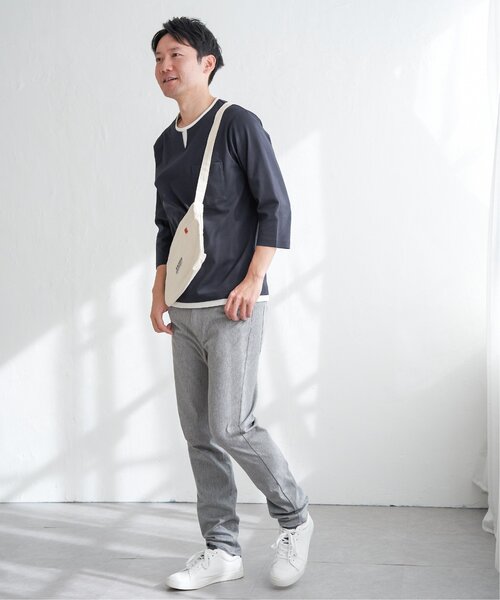 ikka(イッカ)の「【接触冷感/抗菌防臭】GOKU楽セイケツ7分袖キーネックTシャツ(Tシャツ/カットソー・メンズ・グレー/ネイビー/ホワイト・M/L/XL/S)」の16枚目の写真