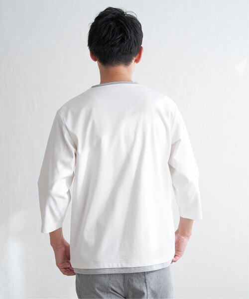ikka(イッカ)の「【接触冷感/抗菌防臭】GOKU楽セイケツ7分袖キーネックTシャツ(Tシャツ/カットソー・メンズ・グレー/ネイビー/ホワイト・M/L/XL/S)」の18枚目の写真