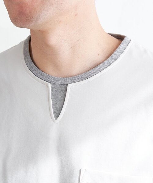 ikka(イッカ)の「【接触冷感/抗菌防臭】GOKU楽セイケツ7分袖キーネックTシャツ(Tシャツ/カットソー・メンズ・グレー/ネイビー/ホワイト・M/L/XL/S)」の20枚目の写真