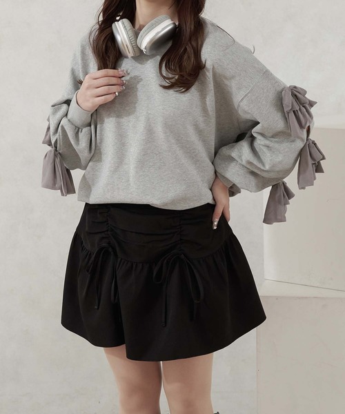 Ambre Neige（アンブルネージュ）の「tulle sleeve ribbon sweat / 袖チュールリボンスウェット（スウェット・レディース・グレー/オートミール・FREE）」の8枚目の写真