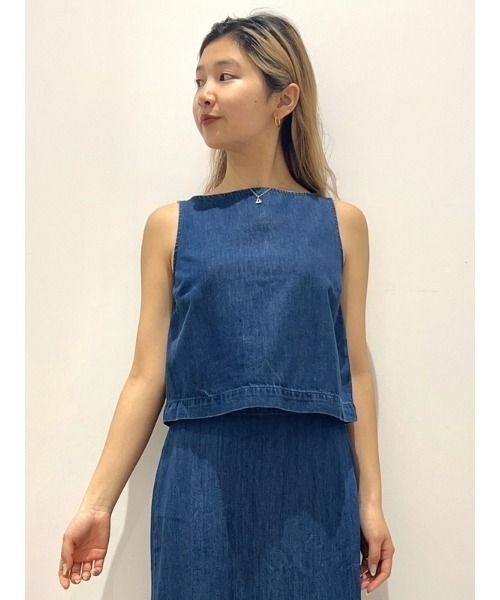 GAP(ギャップ)の「ウルトラソフト デニム クロップド シェルタンクトップ(シャツ/ブラウス・レディース・インディゴブルー・XS/S/XXS/M/L)」の7枚目の写真