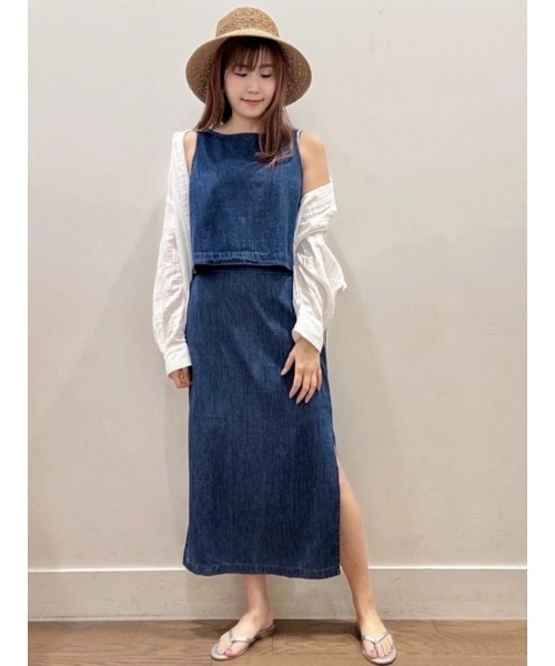 GAP(ギャップ)の「ウルトラソフト デニム クロップド シェルタンクトップ(シャツ/ブラウス・レディース・インディゴブルー・XS/S/XXS/M/L)」の9枚目の写真