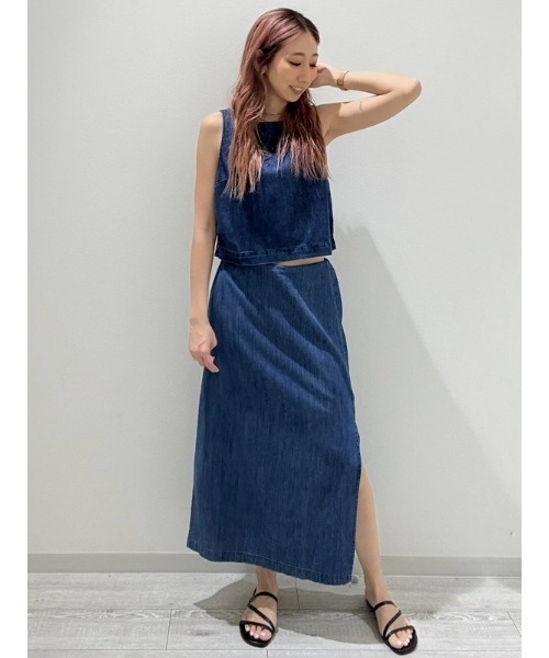 GAP(ギャップ)の「ウルトラソフト デニム クロップド シェルタンクトップ(シャツ/ブラウス・レディース・インディゴブルー・XS/S/XXS/M/L)」の10枚目の写真