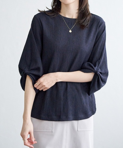 IKKA LOUNGE(イッカラウンジ)の「ジャガードホイップスリーブプルオーバー(Tシャツ/カットソー・レディース・ライトグレー/ネイビー/オフホワイト・L/M/S)」の3枚目の写真