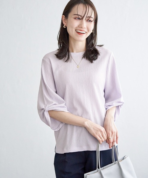 IKKA LOUNGE(イッカラウンジ)の「ジャガードホイップスリーブプルオーバー(Tシャツ/カットソー・レディース・ライトグレー/ネイビー/オフホワイト・L/M/S)」の6枚目の写真