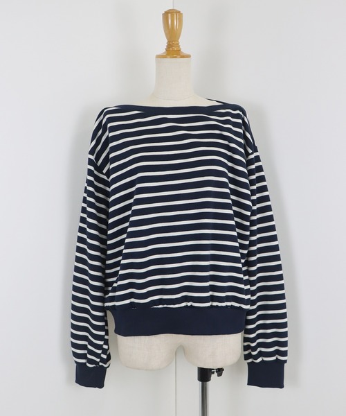 BLUEEAST（ブルーイースト）の「ボートネックスウェット（スウェット・レディース・ブラック/ホワイト系/ネイビー系/グレー・MEDIUM）」の6枚目の写真