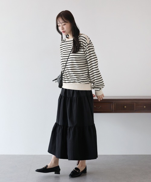 BLUEEAST（ブルーイースト）の「ボートネックスウェット（スウェット・レディース・ブラック/ホワイト系/ネイビー系/グレー・MEDIUM）」の19枚目の写真