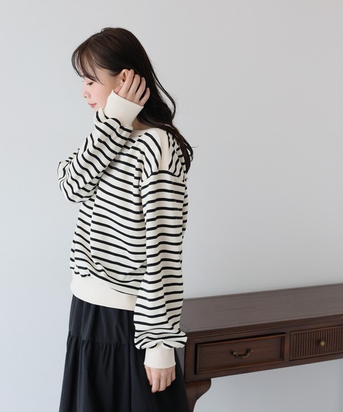 BLUEEAST（ブルーイースト）の「ボートネックスウェット（スウェット・レディース・ブラック/ホワイト系/ネイビー系/グレー・MEDIUM）」の17枚目の写真