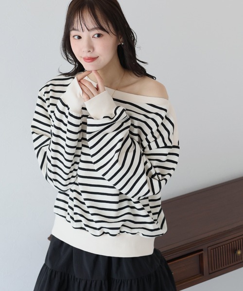 BLUEEAST（ブルーイースト）の「ボートネックスウェット（スウェット・レディース・ブラック/ホワイト系/ネイビー系/グレー・MEDIUM）」の14枚目の写真