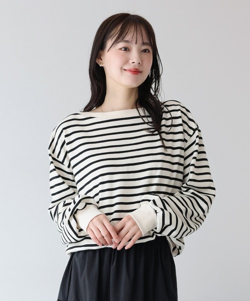 BLUEEAST（ブルーイースト）の「ボートネックスウェット（スウェット・レディース・ブラック/ホワイト系/ネイビー系/グレー・MEDIUM）」の16枚目の写真