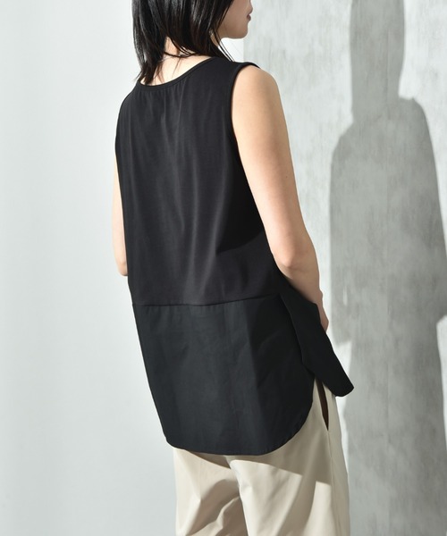 INTERPLANET(インタープラネット)の「フライス裾シャツドッキングタンク(Tシャツ/カットソー・レディース・ホワイト系その他/ブラック/オフホワイト・FREE)」の7枚目の写真