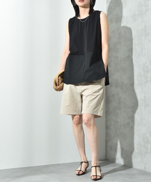 INTERPLANET(インタープラネット)の「フライス裾シャツドッキングタンク(Tシャツ/カットソー・レディース・ホワイト系その他/ブラック/オフホワイト・FREE)」の9枚目の写真