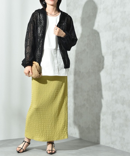 INTERPLANET(インタープラネット)の「フライス裾シャツドッキングタンク(Tシャツ/カットソー・レディース・ホワイト系その他/ブラック/オフホワイト・FREE)」の15枚目の写真